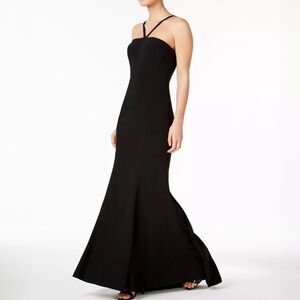 Calvin Klein Black Crisscross Crepe Gown - Size 10